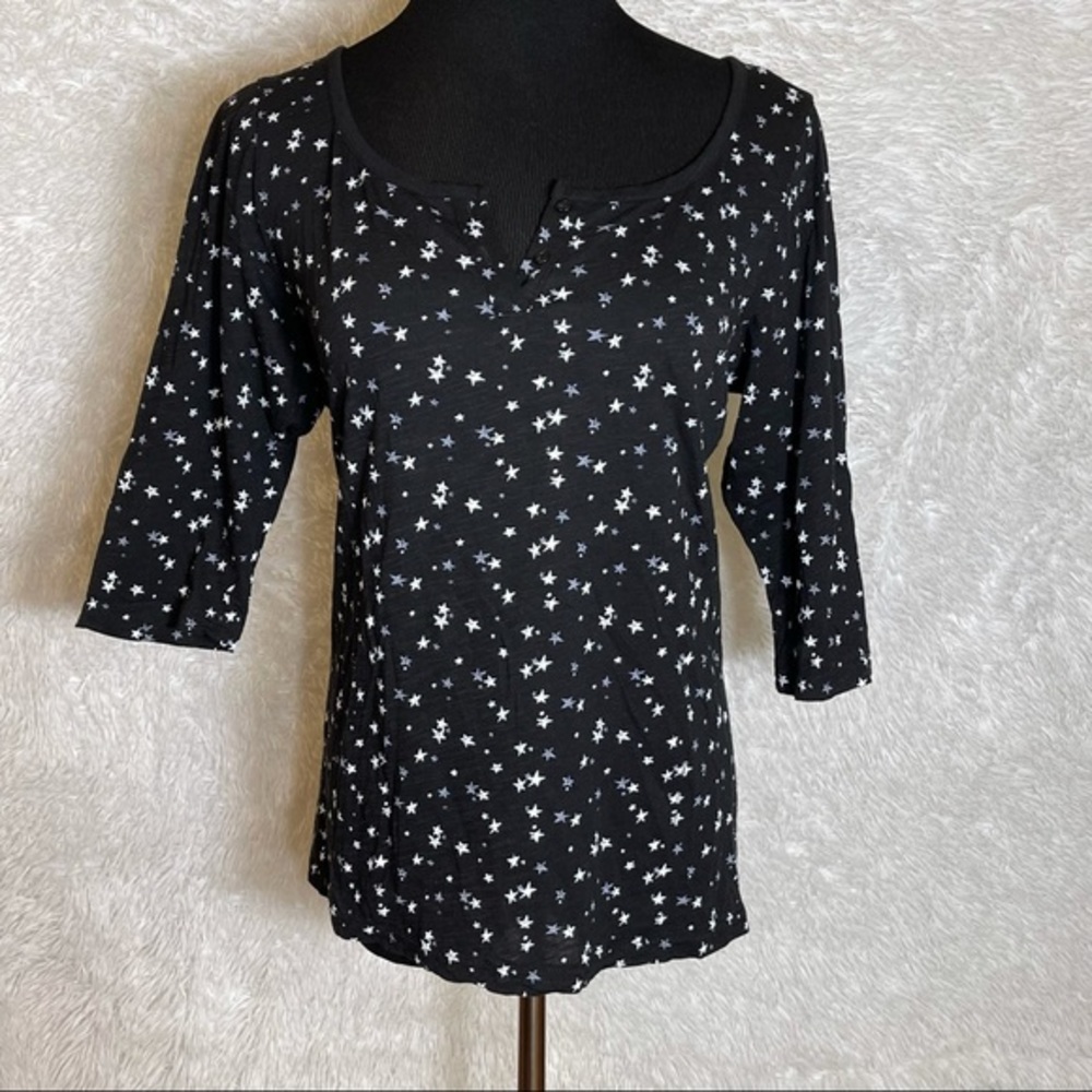 Torrid Woman’s Black With White Stars Print Half Sleeve Shirt
